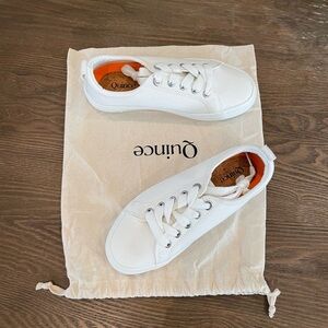 Quince White Organic Cotton Canvas Sneakers Size 6.5 NWOT with Quince Dust Bag